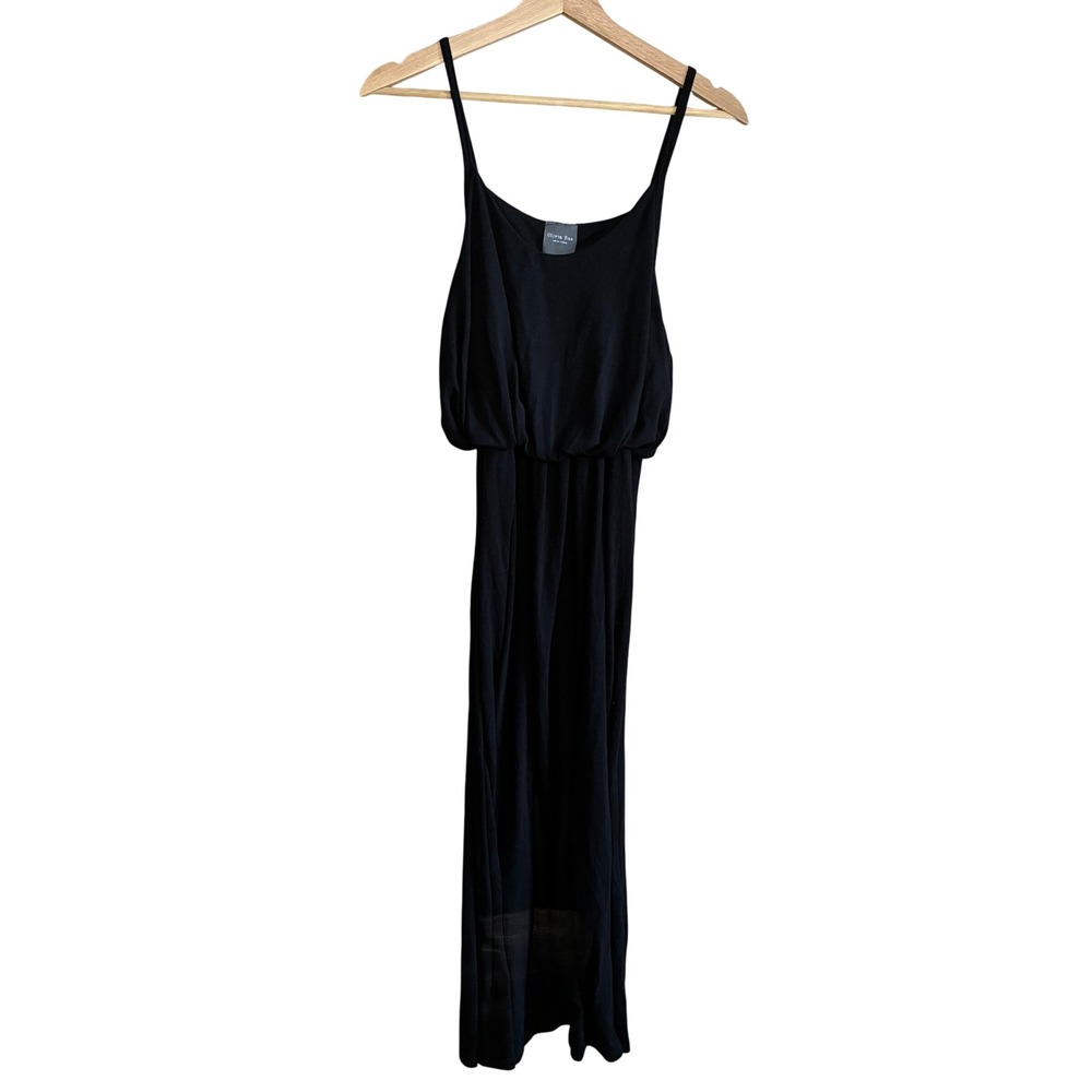 Olivia Rae Blouson Maxi Dress Medium Black Womens Rayon Spandex Strappy